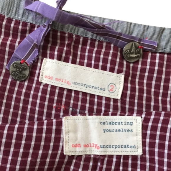 ODD MOLLY blouse top purple embroidered pleat keyhole short sleeve violet - Picture 2 of 13